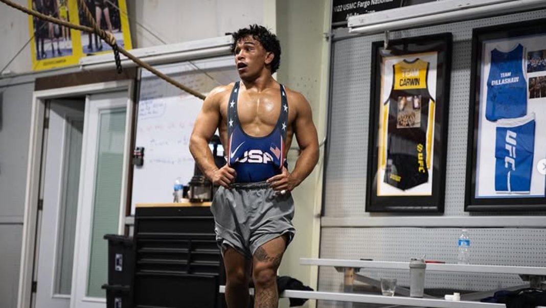 Peyton Omania during a conditioning session in Team USA gear